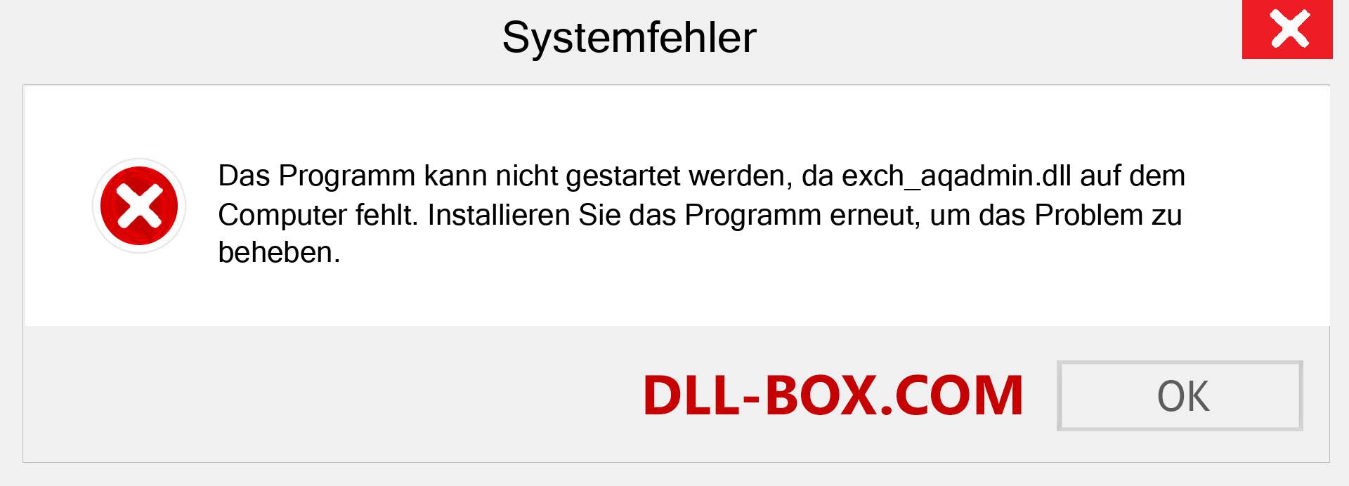 exch_aqadmin.dll-Datei fehlt?. Download für Windows 7, 8, 10 - Fix exch_aqadmin dll Missing Error unter Windows, Fotos, Bildern