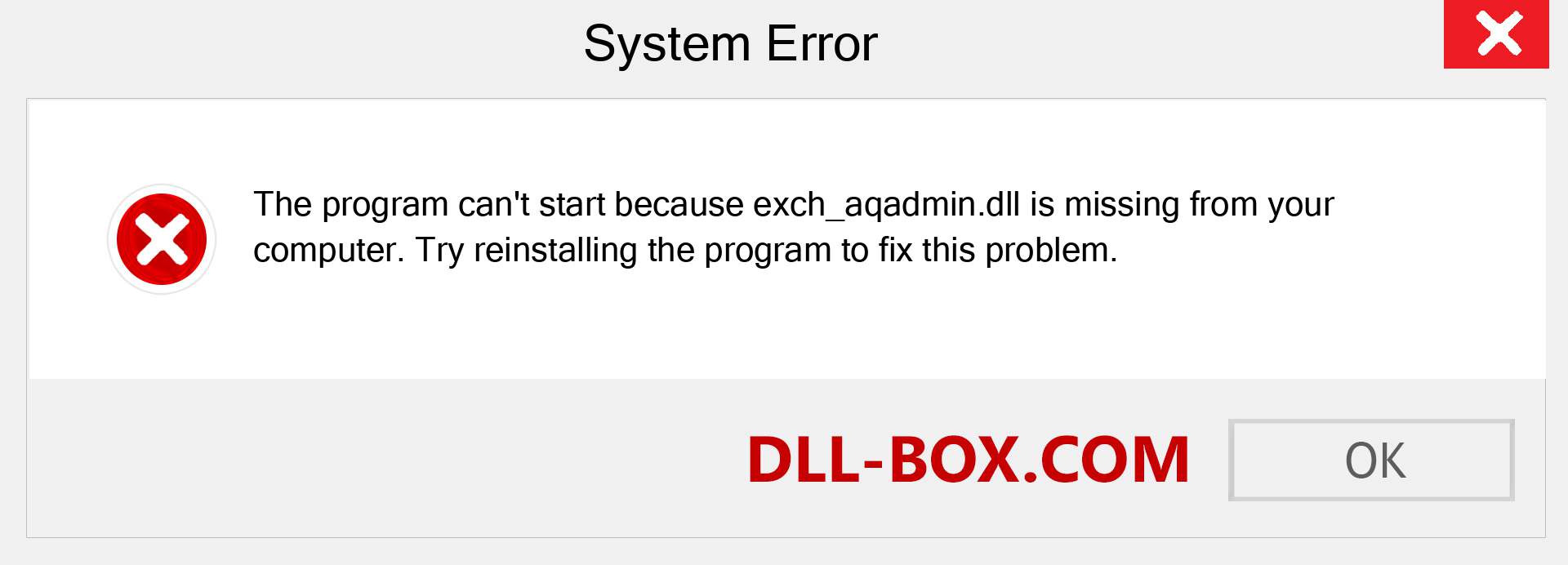  exch_aqadmin.dll file is missing?. Download for Windows 7, 8, 10 - Fix  exch_aqadmin dll Missing Error on Windows, photos, images